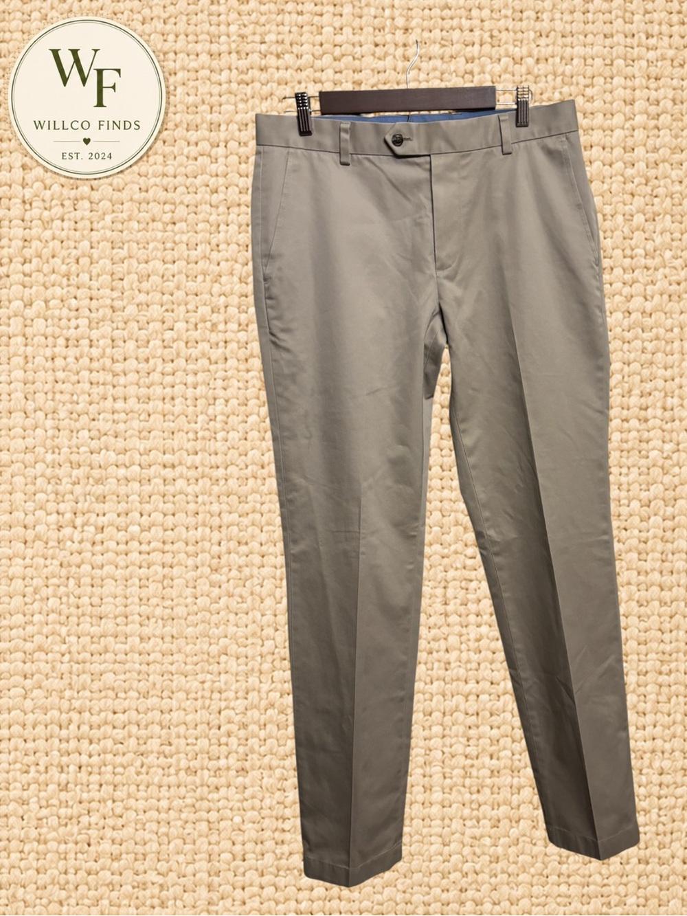 Brooke Brothers Men’s Lightweight Chino Pants W32 Gray Khaki 100% Cotton